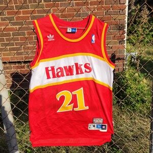 Dominique Wilkins #21 Atlanta Hawks Adidas Hardwood Red Yellow White Jersey SZ